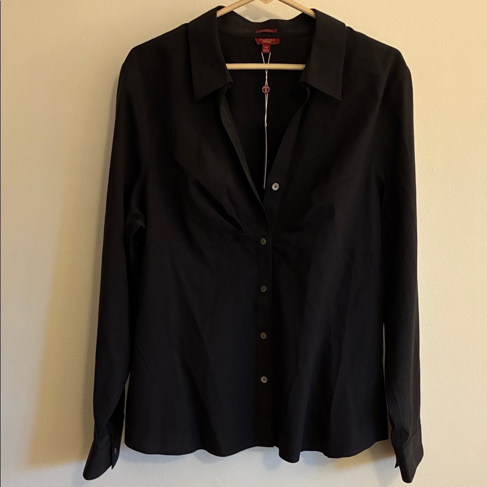 Talbots Wrinkle-Resistant Button-Up Shirt in Black, sz 20, NWT